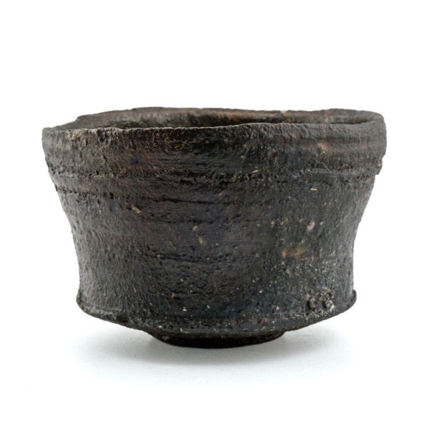 Unique wood-fired chawan with rough texture and subtle ash glaze by Martin Hanus