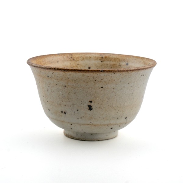Light wood-fired ceramic tea cup with fine iron speckles by Jiří Duchek from the Czech Republic