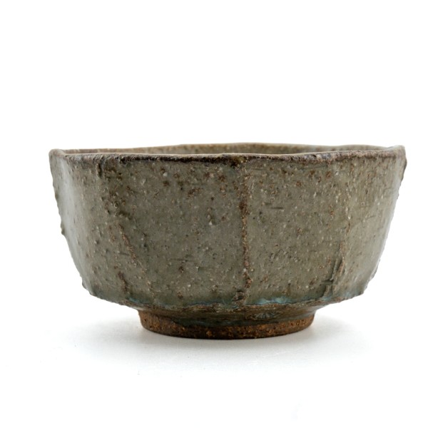 Handmade wood-fired ceramic tea cup with crackle glaze and turquoise inclusions by Aleš Dančák